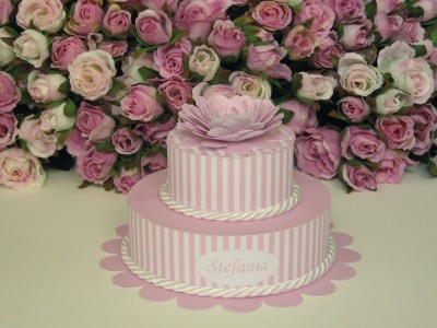 Cake righe rosa/fiore/scritta €.11,00